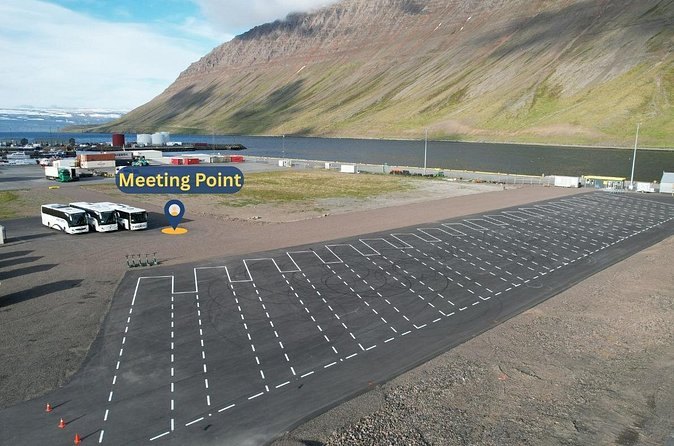 The marked car park and meeting point below Dynjandi